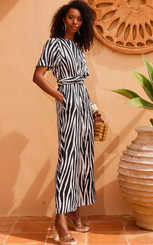 Saskia Jumpsuit In Monochrome Zebra (Reversible)