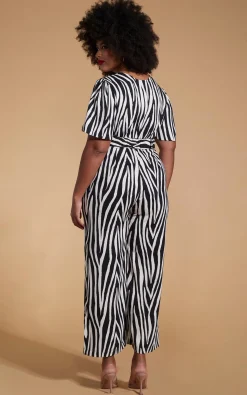 Saskia Jumpsuit In Monochrome Zebra - Extended Sizing (Reversible)