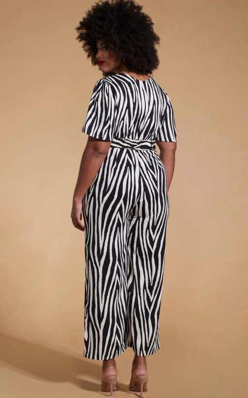 Saskia Jumpsuit In Monochrome Zebra - Extended Sizing (Reversible)