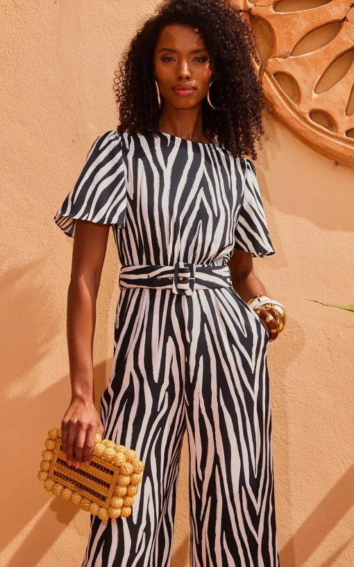 Saskia Jumpsuit In Monochrome Zebra (Reversible)