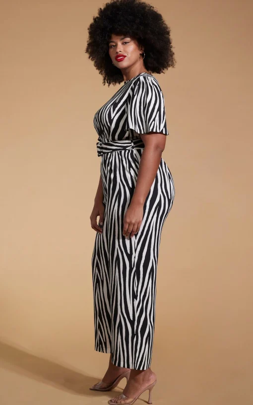 Saskia Jumpsuit In Monochrome Zebra - Extended Sizing (Reversible)