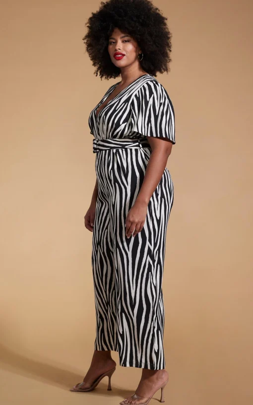 Saskia Jumpsuit In Monochrome Zebra - Extended Sizing (Reversible)