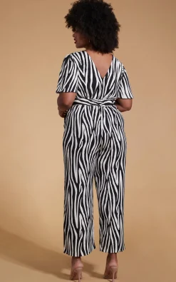 Saskia Jumpsuit In Monochrome Zebra - Extended Sizing (Reversible)