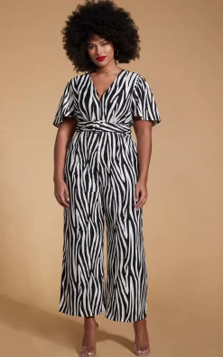 Saskia Jumpsuit In Monochrome Zebra - Extended Sizing (Reversible)