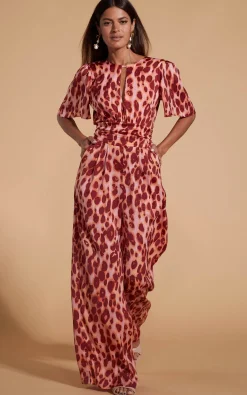 Savannah Jumpsuit In Orange Leopard