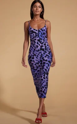 Sienna Midaxi Dress In Lilac Leopard