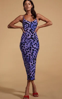 Sienna Midaxi Dress In Lilac Leopard
