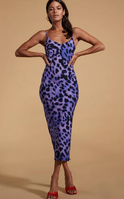 Sienna Midaxi Dress In Lilac Leopard