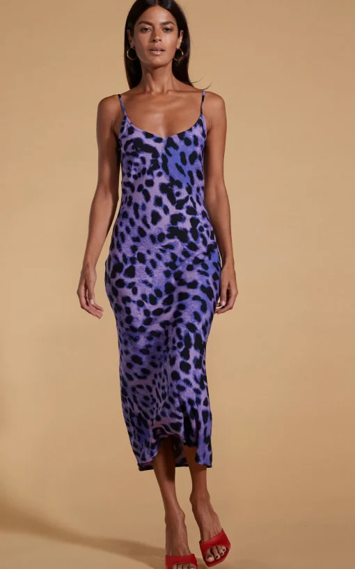 Sienna Midaxi Dress In Lilac Leopard