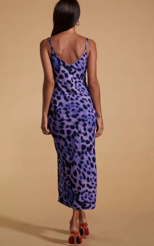 Sienna Midaxi Dress In Lilac Leopard