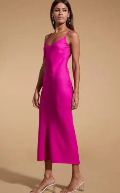 Sienna Midaxi Slip Dress In Magenta