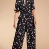 Silva Jumpsuit In Abstract Dot Sand On Black