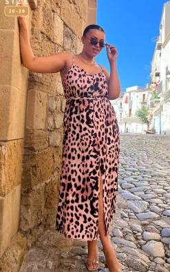 Sookie Slip Dress In Blush Leopard - Extended Sizing