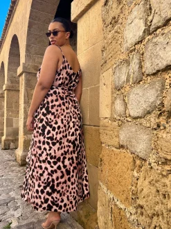Sookie Slip Dress In Blush Leopard - Extended Sizing