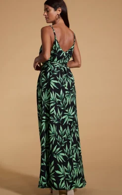 Sookie Slip Dress In Tropic Green On Black