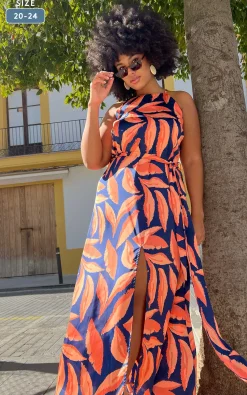 Sunset Dress In Abstract Leaf - Extended Sizing