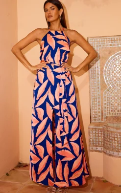 Sunset Dress In Abstract Leaf