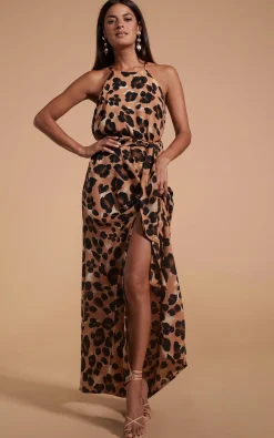Sunset Dress In Painted Leopard