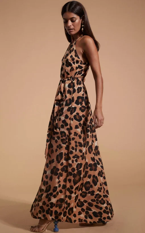 Sunset Dress In Painted Leopard