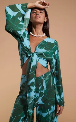 Takumi Top In Vintage Palm Blue Base