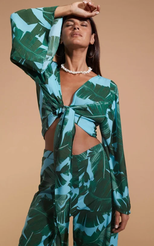 Takumi Top In Vintage Palm Blue Base