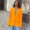 Tatiyana Linen Blazer In Orange