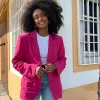 Tatiyana Linen Blazer In Raspberry