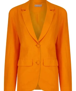 Tatiyana Linen Blazer In Orange