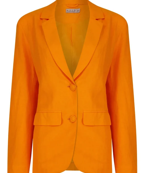 Tatiyana Linen Blazer In Orange