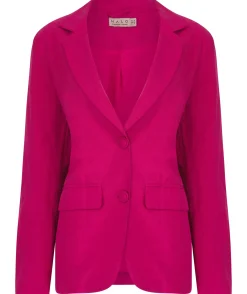 Tatiyana Linen Blazer In Raspberry