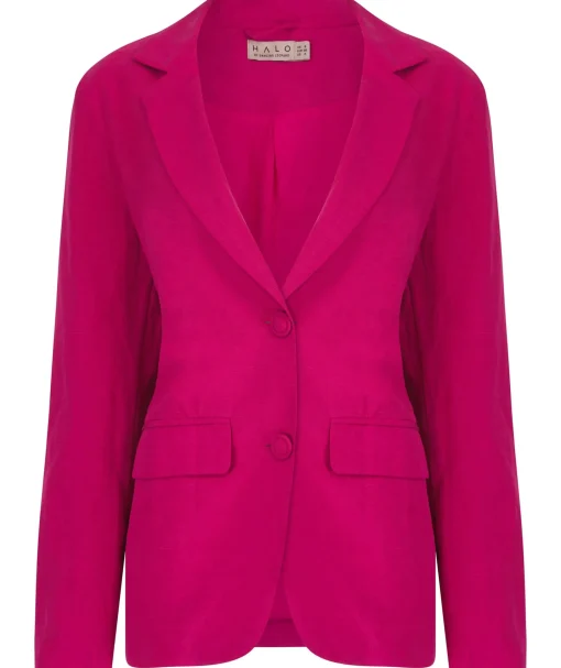 Tatiyana Linen Blazer In Raspberry