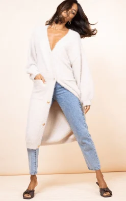 Taylor Longline Cardigan In Sand