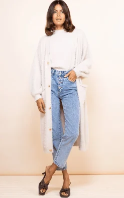 Taylor Longline Cardigan In Sand