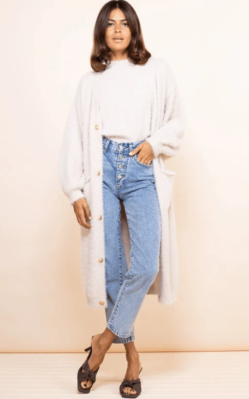 Taylor Longline Cardigan In Sand