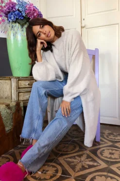 Taylor Longline Cardigan In Sand