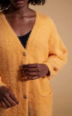 Taylor Longline Cardigan In Apricot