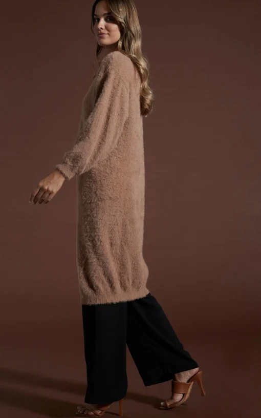 Taylor Longline Cardigan In Mocha