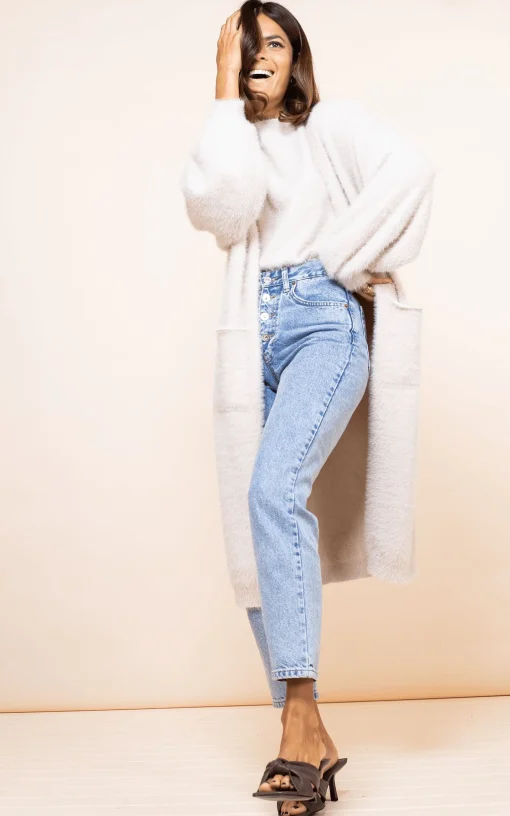 Taylor Longline Cardigan In Sand