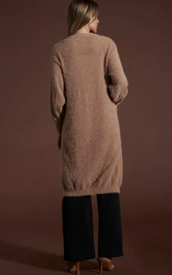 Taylor Longline Cardigan In Mocha