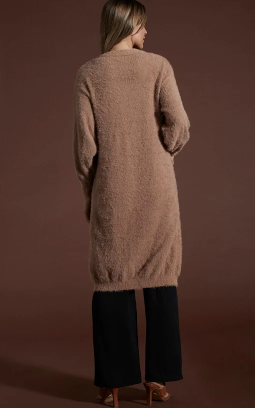 Taylor Longline Cardigan In Mocha