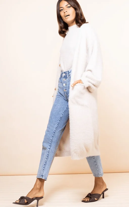 Taylor Longline Cardigan In Sand