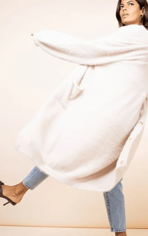 Taylor Longline Cardigan In Sand