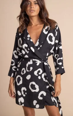 Valley Mini Dress In Oversized Mono Leopard