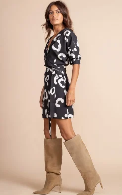 Valley Mini Dress In Oversized Mono Leopard