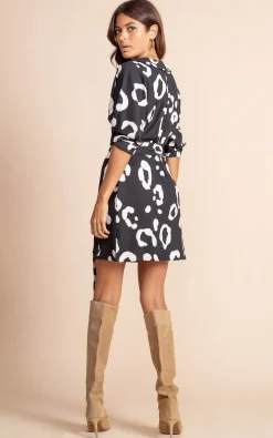 Valley Mini Dress In Oversized Mono Leopard