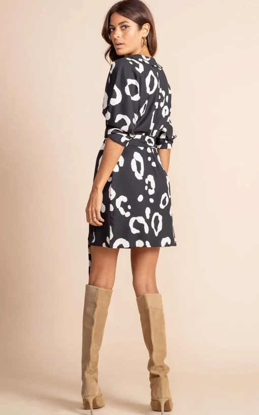 Valley Mini Dress In Oversized Mono Leopard