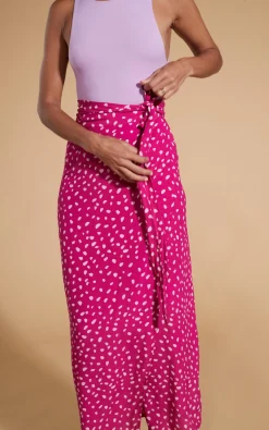 Whitney Maxi Wrap Skirt In Odd Dot Pink On Magenta