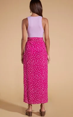 Whitney Maxi Wrap Skirt In Odd Dot Pink On Magenta