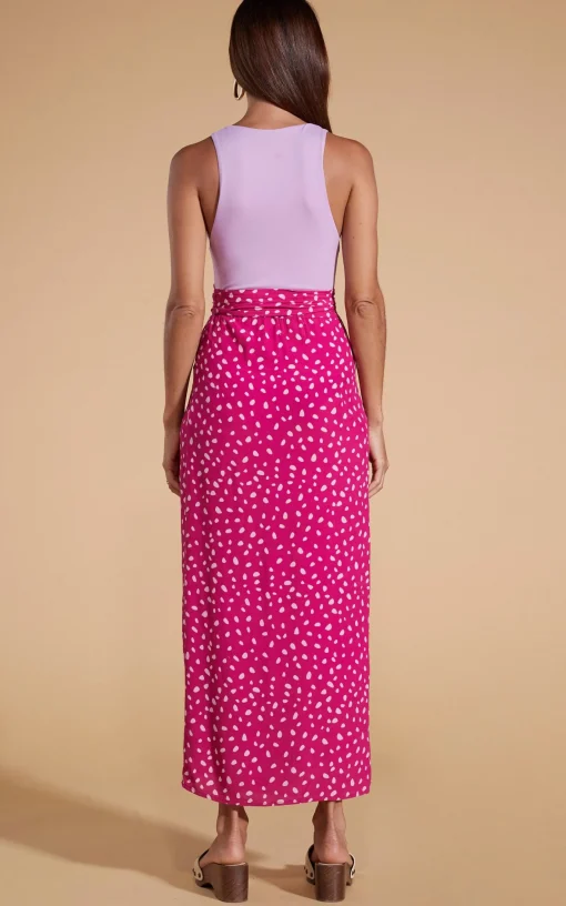Whitney Maxi Wrap Skirt In Odd Dot Pink On Magenta