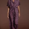 Zeta Jumpsuit In Pink On Black Leopard
